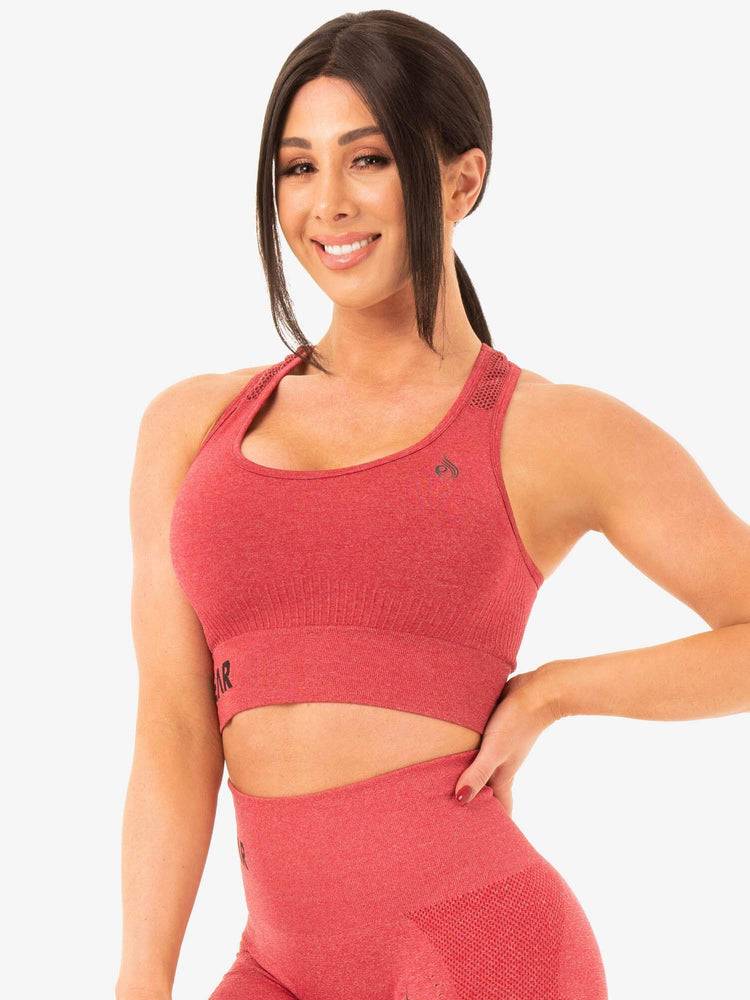 Cherry Red Marl Ryderwear Women Sports Bra Seamless Staples Women's Sports Bra | AU2555TV