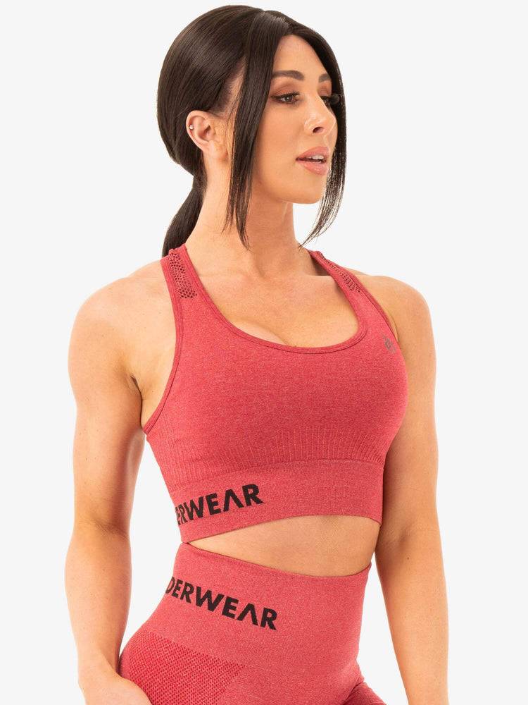 Cherry Red Marl Ryderwear Women Sports Bra Seamless Staples Women's Sports Bra | AU2555TV