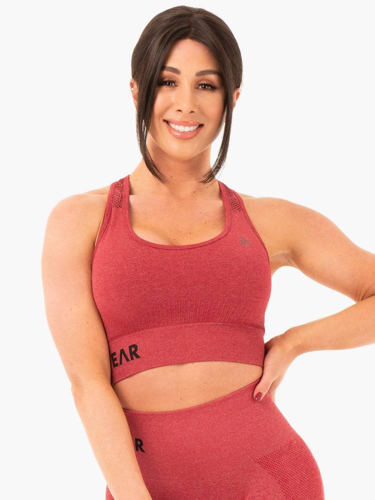 Cherry Red Marl Ryderwear Women Sports Bra Seamless Staples Women\'s Sports Bra | AU2555TV