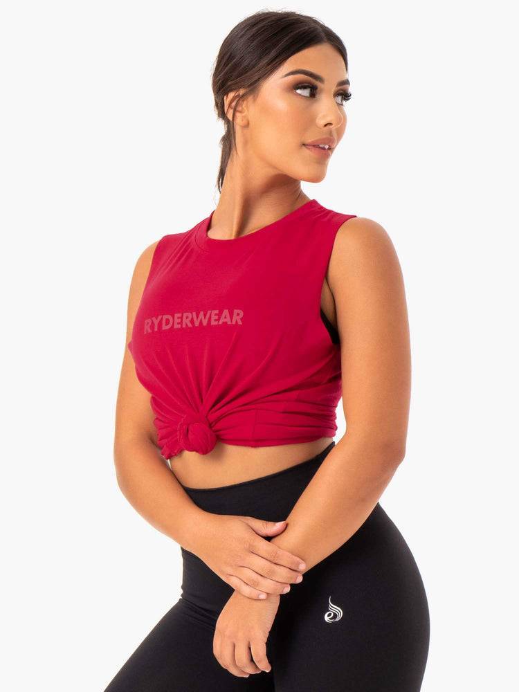 Cherry Red Ryderwear Women Tanks Base Regular Cut Women's Tanks | AU2971CE