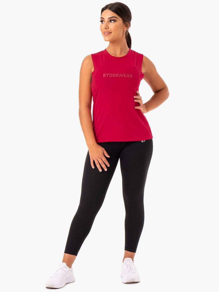 Cherry Red Ryderwear Women Tanks Base Regular Cut Women's Tanks | AU2971CE