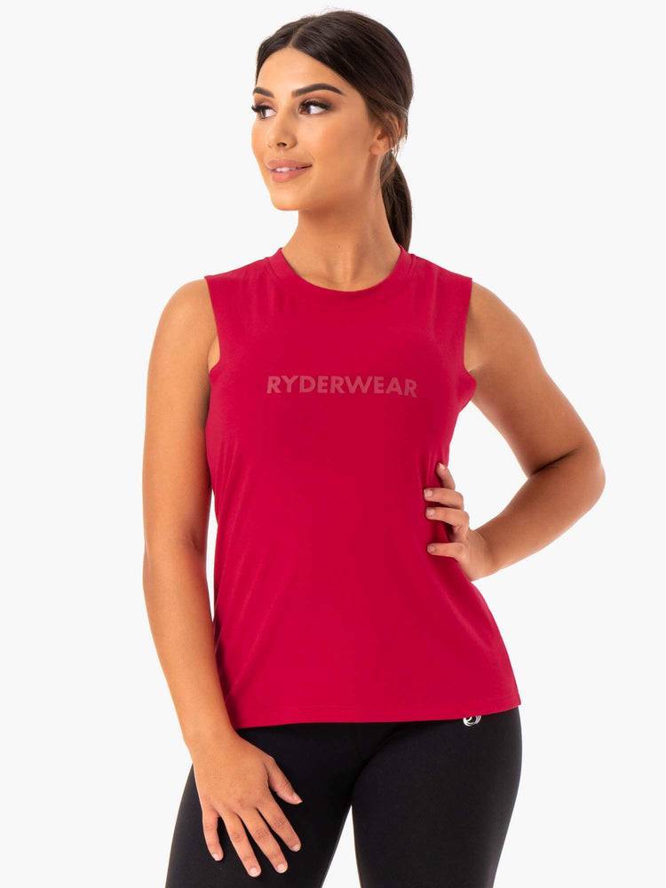 Cherry Red Ryderwear Women Tanks Base Regular Cut Women\'s Tanks | AU2971CE