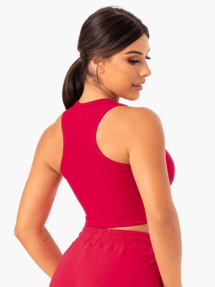 Cherry Red Ryderwear Women Tanks Base V Split Women's Tanks | AU2977HK