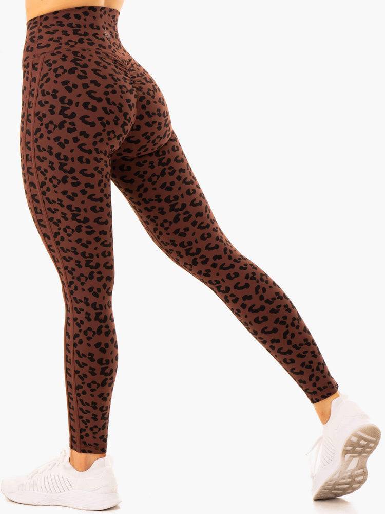 Chocolate Leopard Ryderwear Women Leggings Evolution High Waisted Scrunch Women's Leggings | AU1906AP