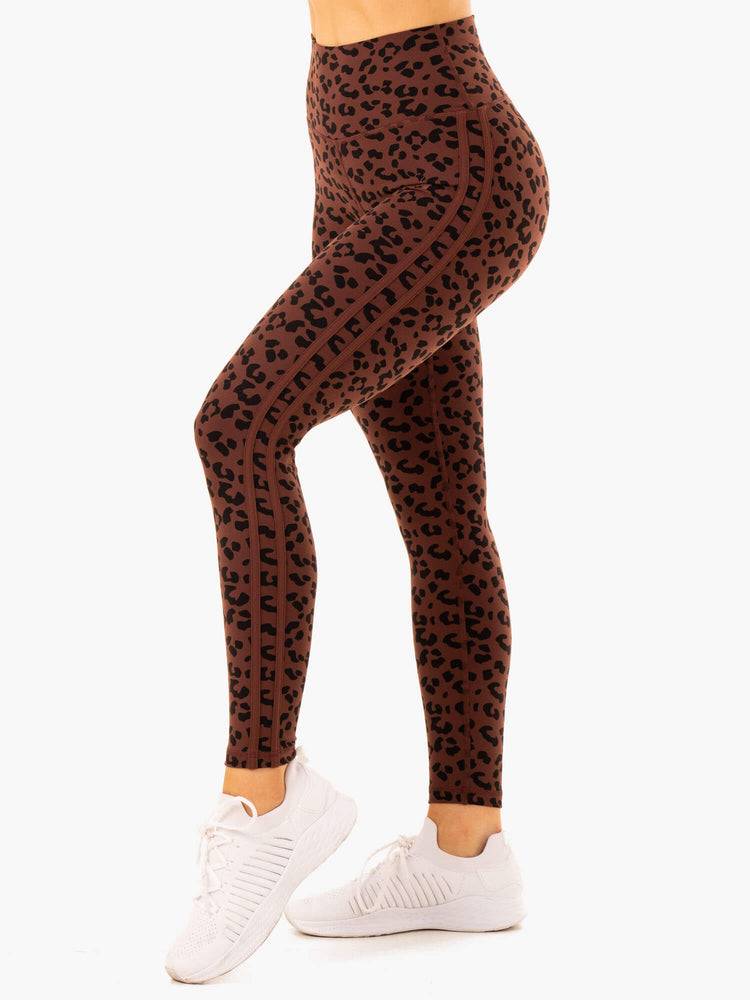 Chocolate Leopard Ryderwear Women Leggings Evolution High Waisted Scrunch Women's Leggings | AU1906AP