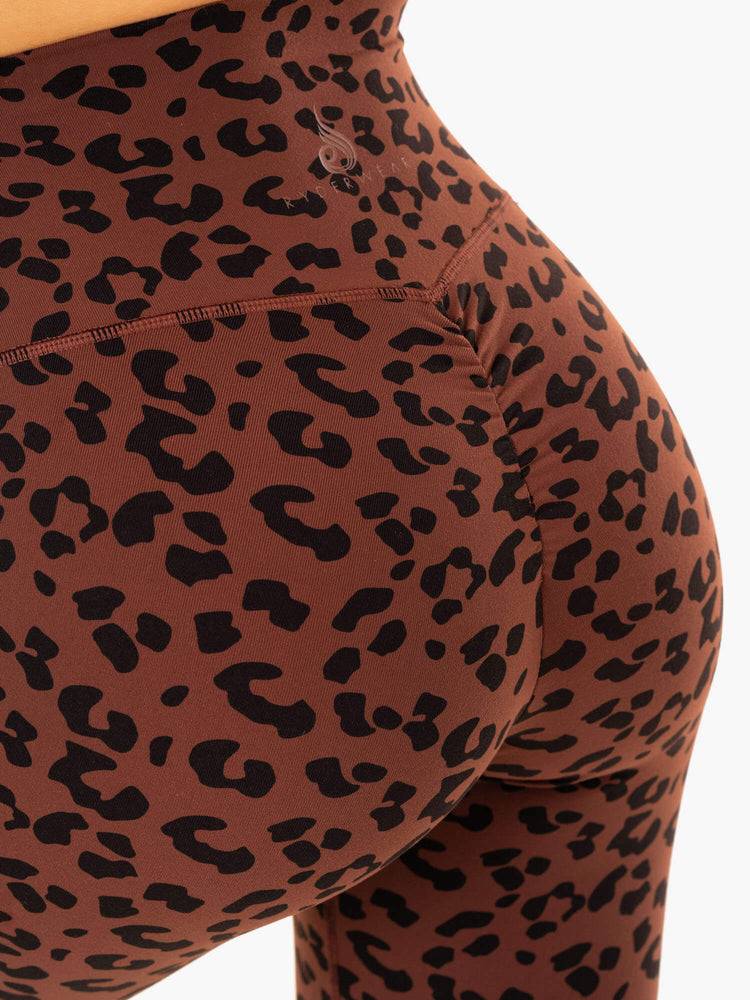 Chocolate Leopard Ryderwear Women Leggings Evolution High Waisted Scrunch Women's Leggings | AU1906AP