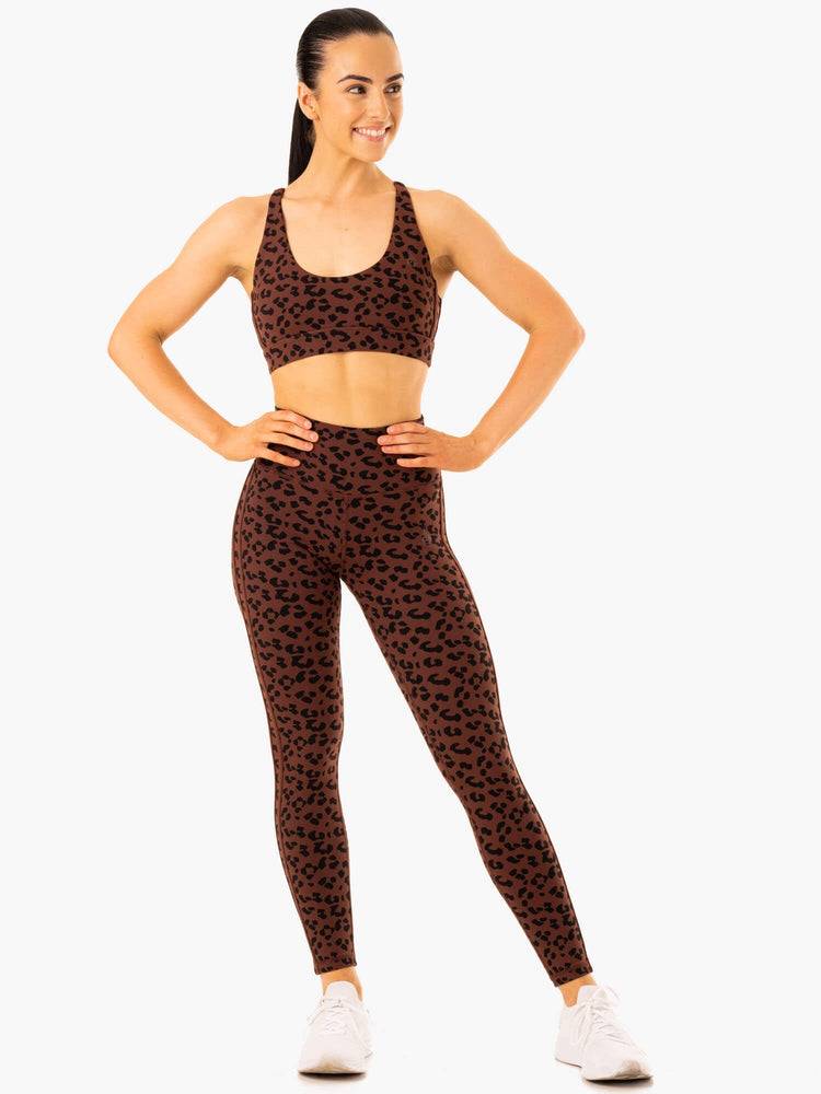 Chocolate Leopard Ryderwear Women Leggings Evolution High Waisted Scrunch Women's Leggings | AU1906AP