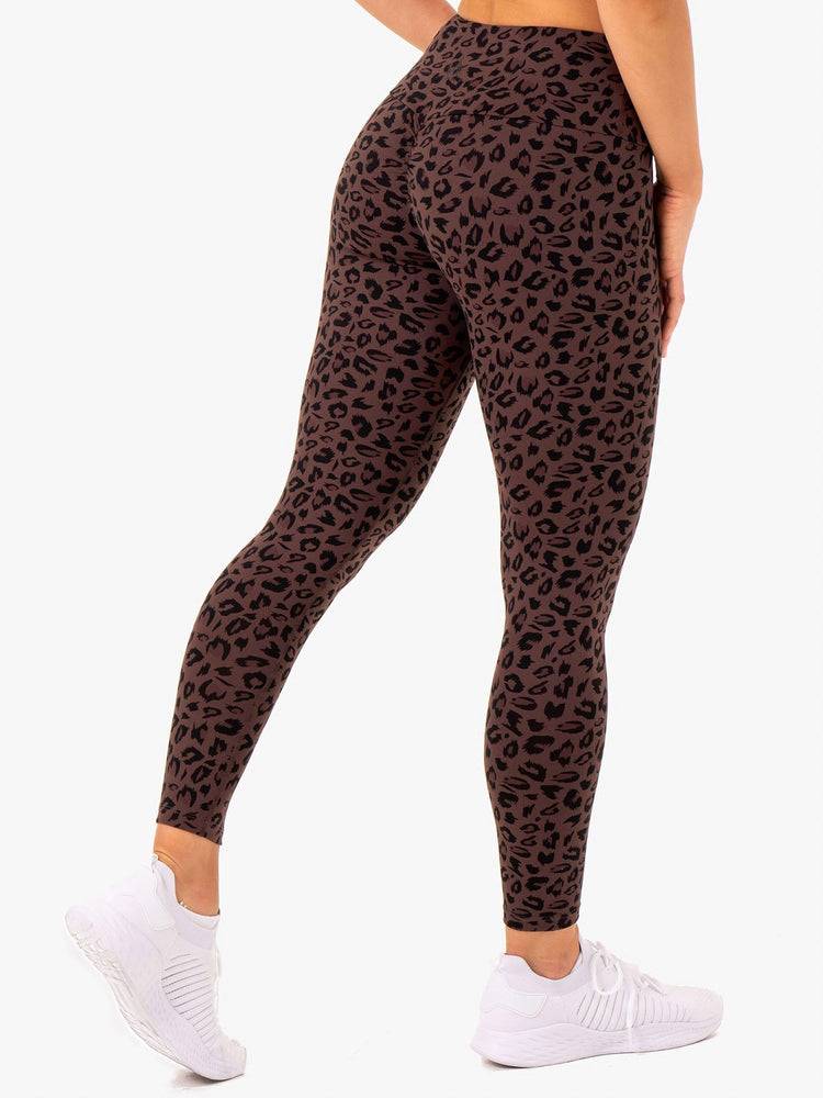 Chocolate Leopard Ryderwear Women Leggings Adapt High Waisted Scrunch Women's Leggings | AU1923WY