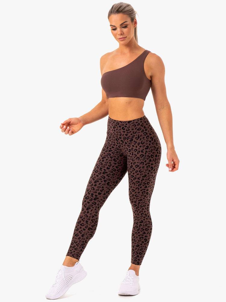 Chocolate Leopard Ryderwear Women Leggings Adapt High Waisted Scrunch Women's Leggings | AU1923WY