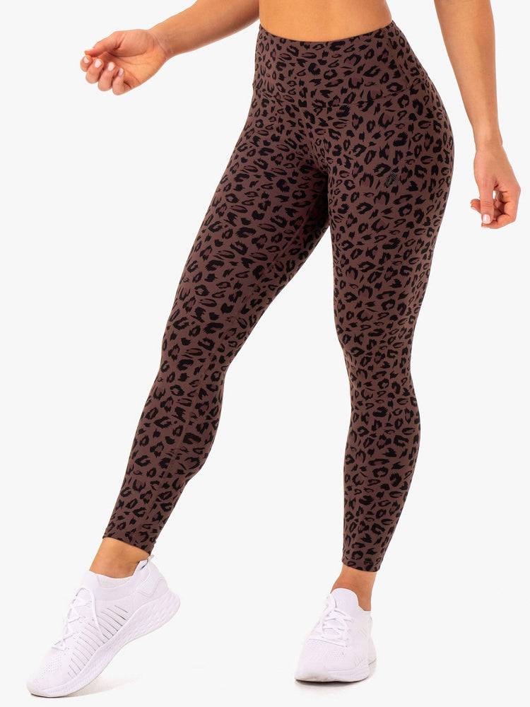 Chocolate Leopard Ryderwear Women Leggings Adapt High Waisted Scrunch Women\'s Leggings | AU1923WY