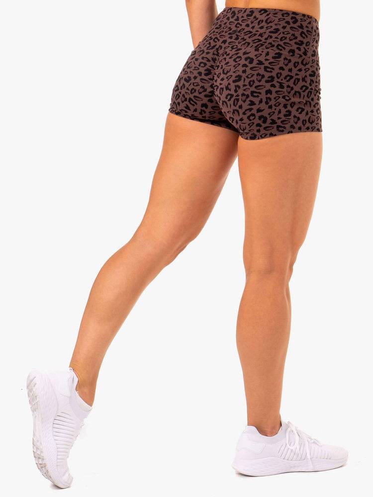 Chocolate Leopard Ryderwear Women Shorts Adapt High Waisted Scrunch Women's Shorts | AU2184EX