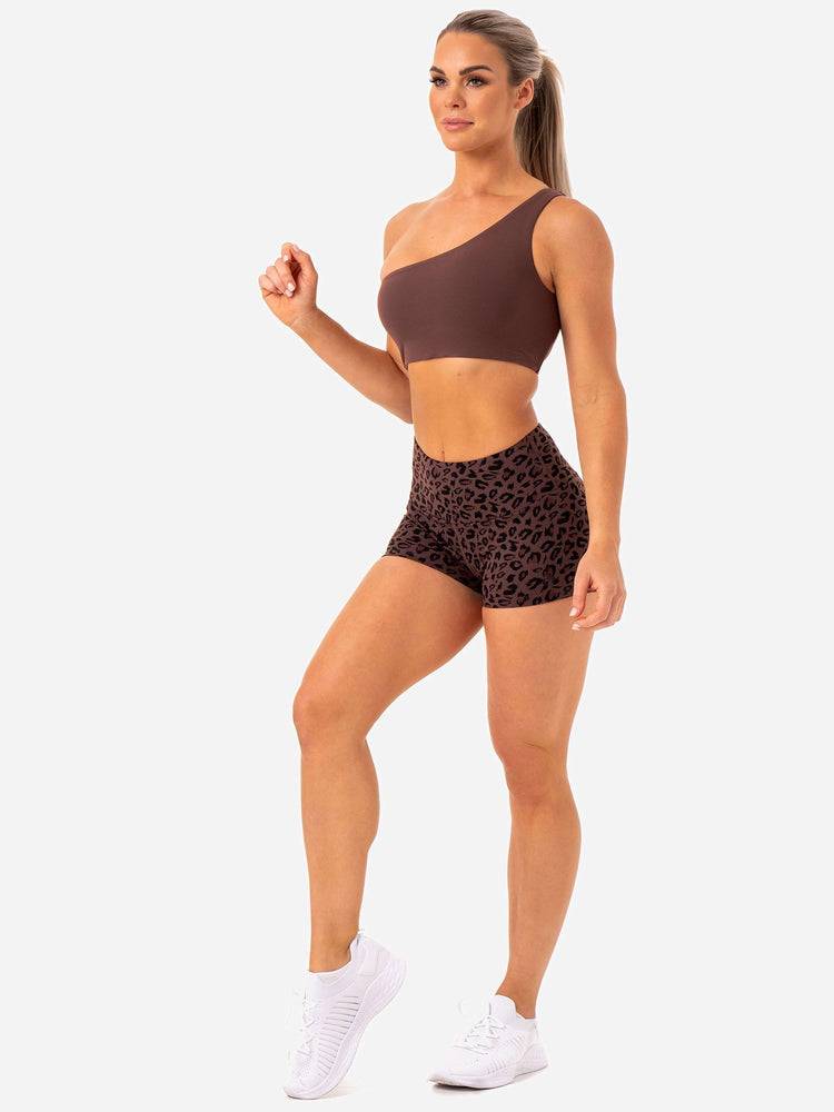 Chocolate Leopard Ryderwear Women Shorts Adapt High Waisted Scrunch Women's Shorts | AU2184EX