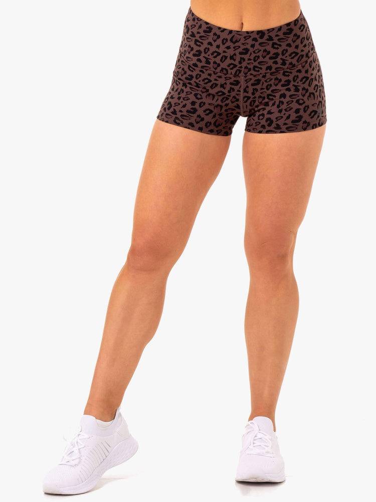 Chocolate Leopard Ryderwear Women Shorts Adapt High Waisted Scrunch Women\'s Shorts | AU2184EX