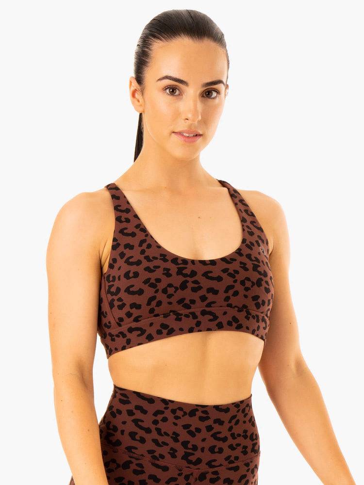 Chocolate Leopard Ryderwear Women Sports Bra Evolution Women's Sports Bra | AU2465JJ