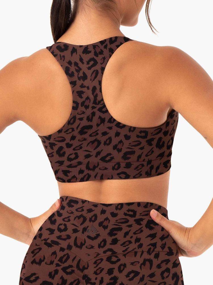 Chocolate Leopard Ryderwear Women Sports Bra Adapt Twist Women's Sports Bra | AU2514ZG