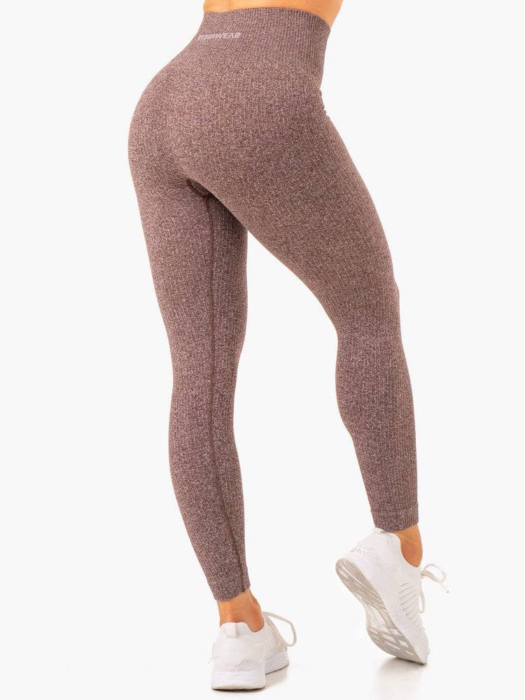 Chocolate Marl Ryderwear Women Leggings Rib Seamless Women's Leggings | AU1895MA