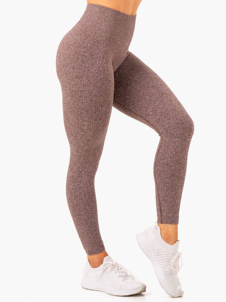 Chocolate Marl Ryderwear Women Leggings Rib Seamless Women's Leggings | AU1895MA