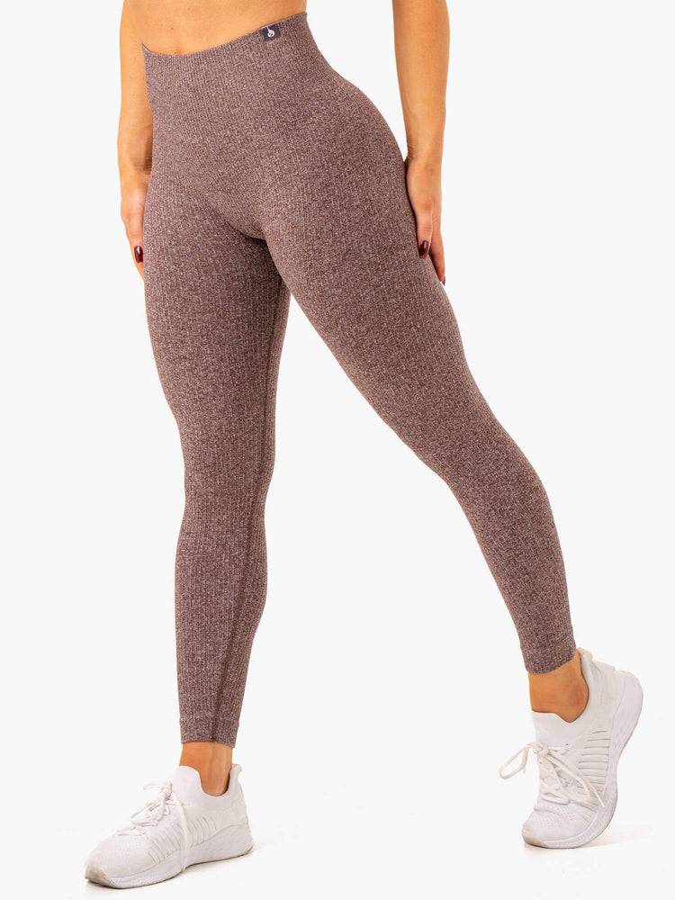 Chocolate Marl Ryderwear Women Leggings Rib Seamless Women\'s Leggings | AU1895MA