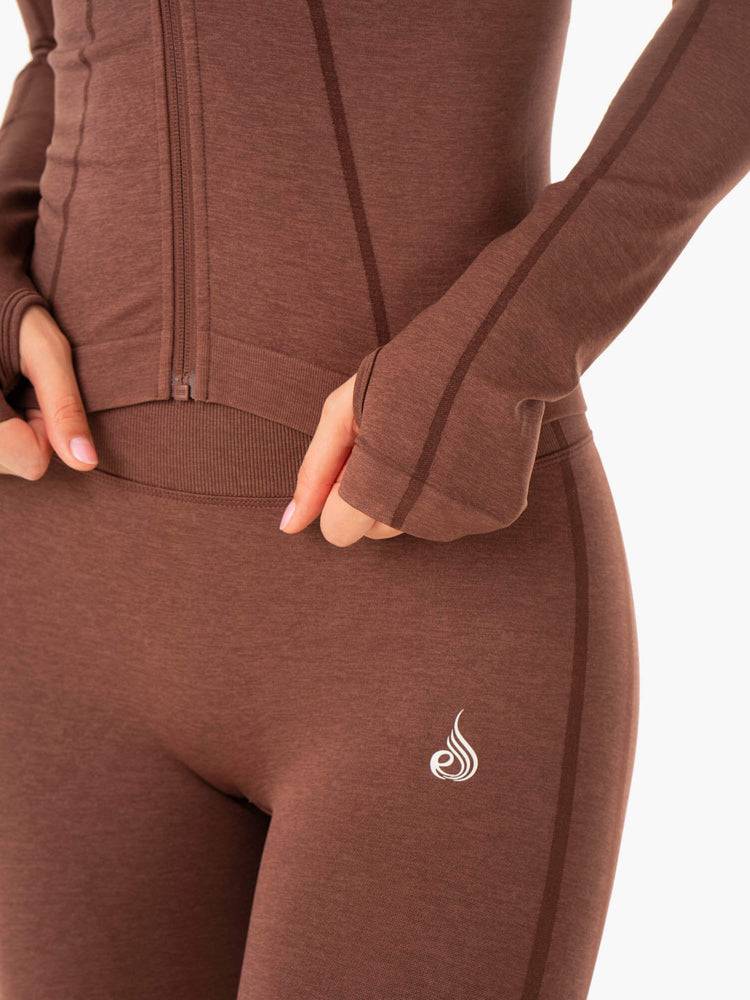 Chocolate Ryderwear Women Jackets Enhance Seamless Zip Up Women's Jackets | AU1709CE