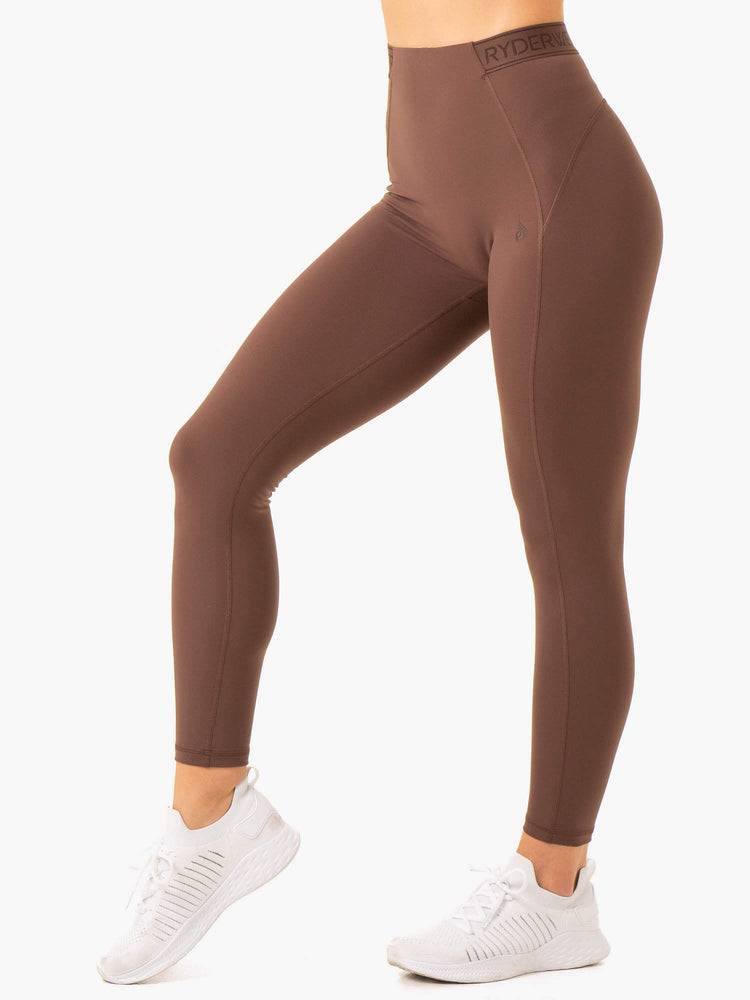 Chocolate Ryderwear Women Leggings Level Up High Waisted Scrunch Women's Leggings | AU1806GL