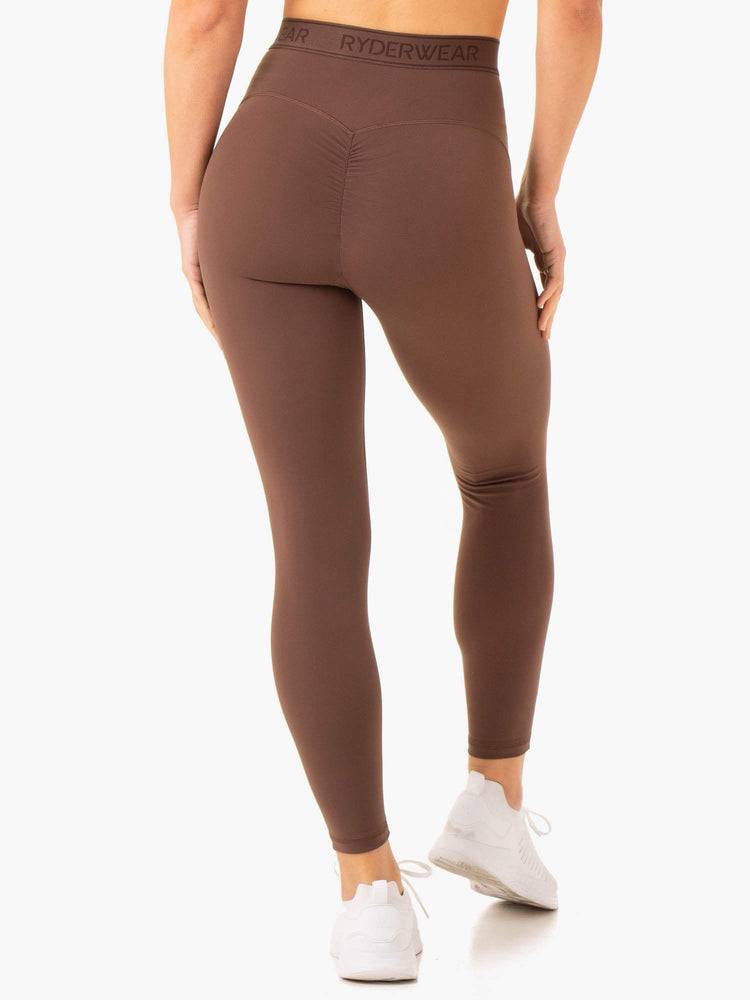 Chocolate Ryderwear Women Leggings Level Up High Waisted Scrunch Women's Leggings | AU1806GL