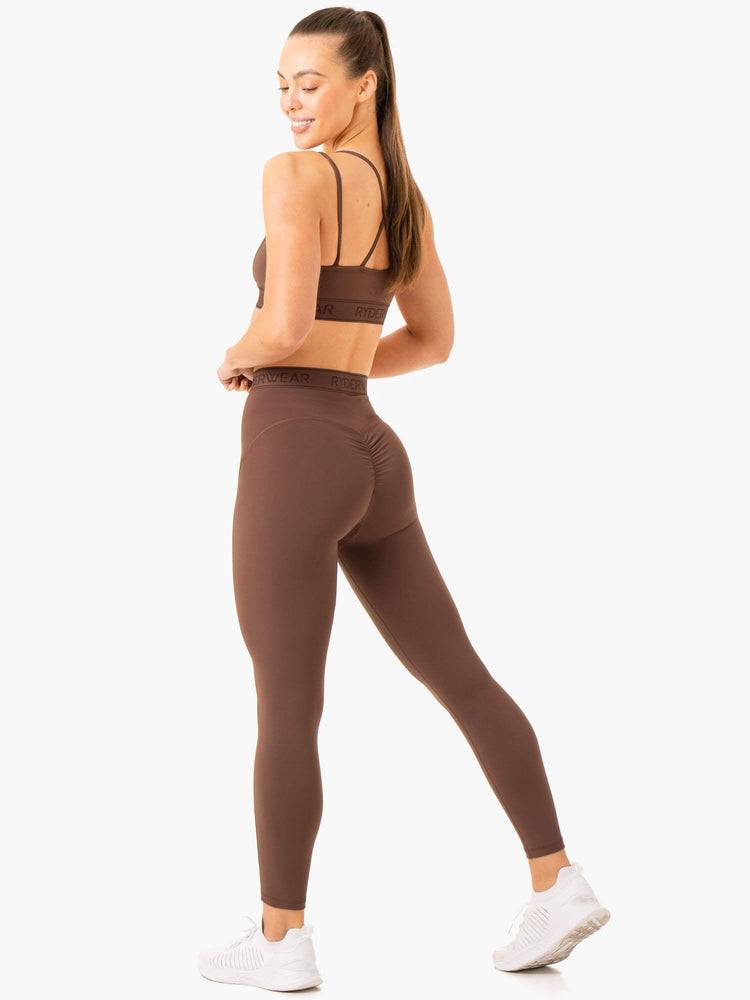 Chocolate Ryderwear Women Leggings Level Up High Waisted Scrunch Women's Leggings | AU1806GL