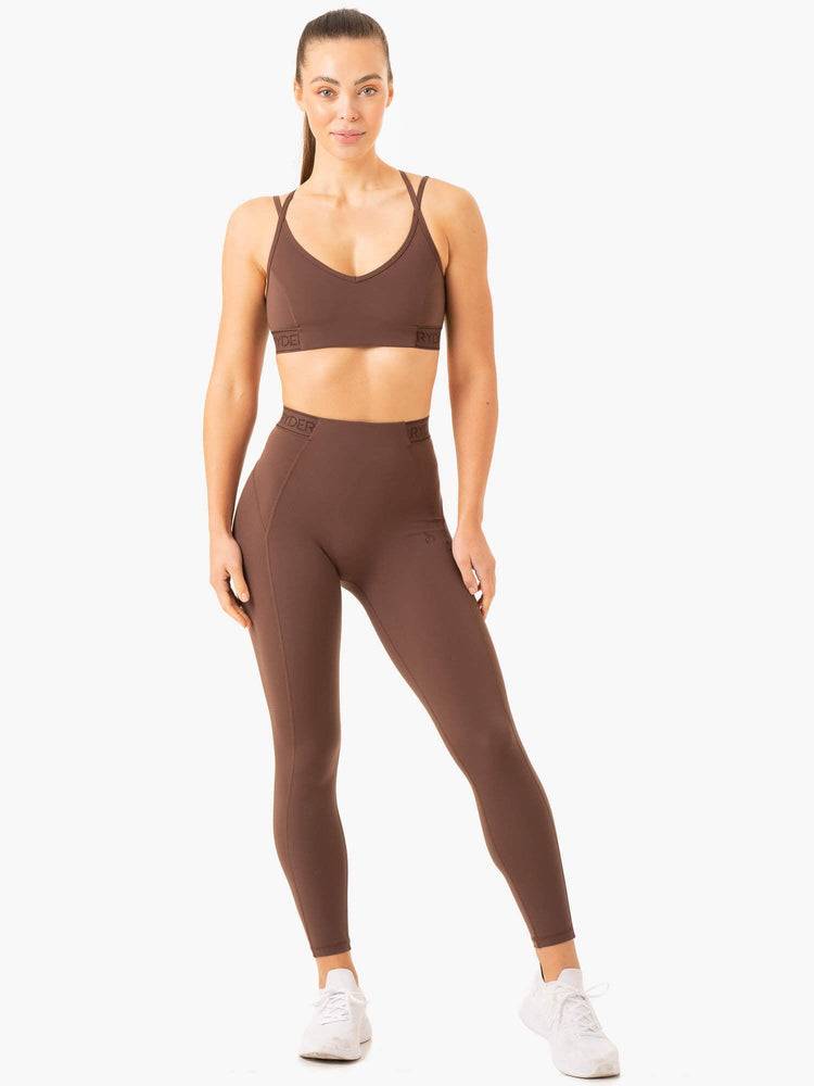 Chocolate Ryderwear Women Leggings Level Up High Waisted Scrunch Women's Leggings | AU1806GL