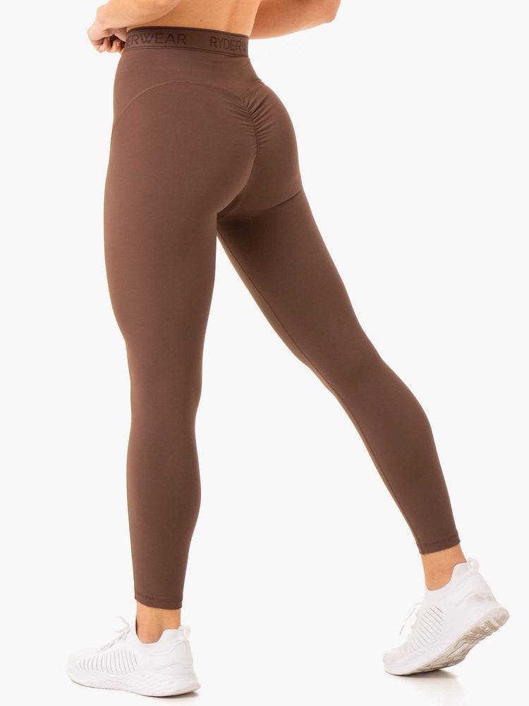 Chocolate Ryderwear Women Leggings Level Up High Waisted Scrunch Women\'s Leggings | AU1806GL