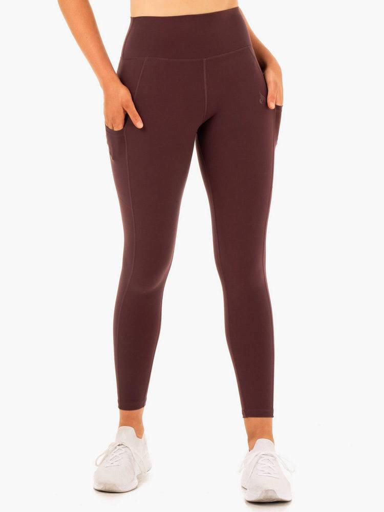 Chocolate Ryderwear Women Leggings Reset High Waisted Pocket Women's Leggings | AU1861KI