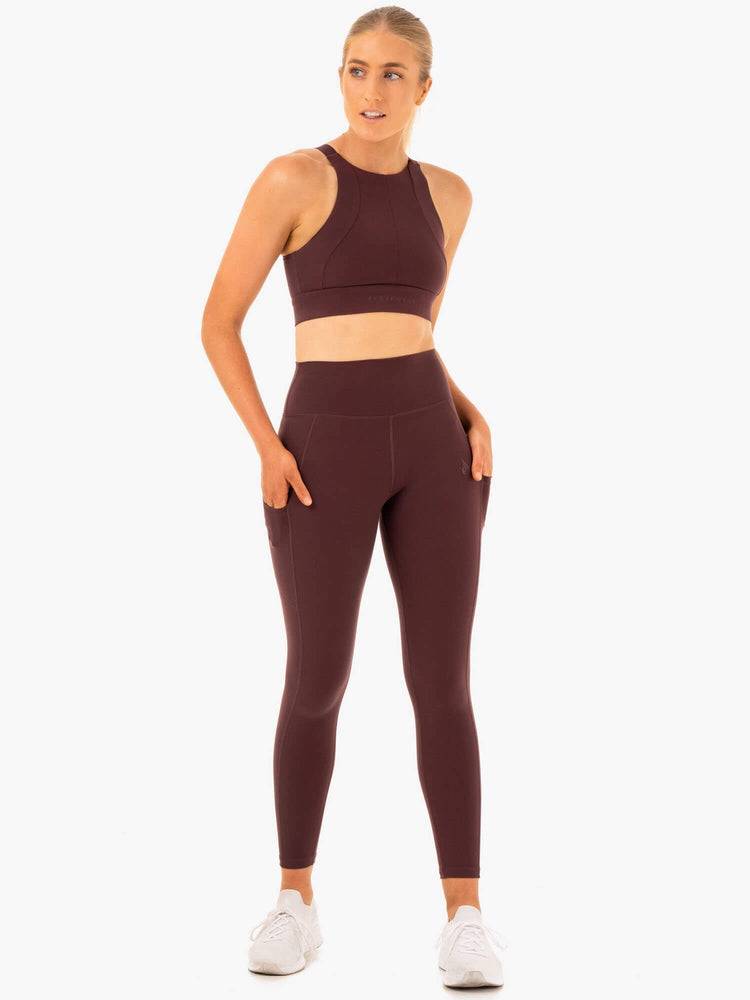 Chocolate Ryderwear Women Leggings Reset High Waisted Pocket Women's Leggings | AU1861KI