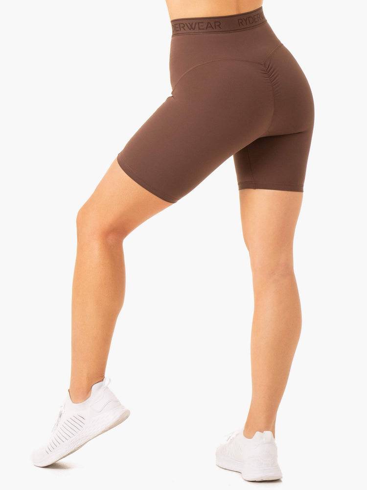 Chocolate Ryderwear Women Shorts Level Up High Waisted Scrunch Women's Shorts | AU2102NB