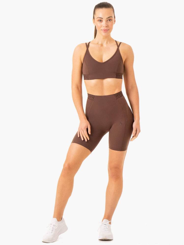 Chocolate Ryderwear Women Shorts Level Up High Waisted Scrunch Women's Shorts | AU2102NB