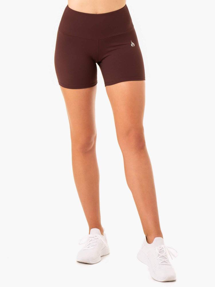 Chocolate Ryderwear Women Shorts Staples Scrunch Bum Mid Length Women's Shorts | AU2171HK