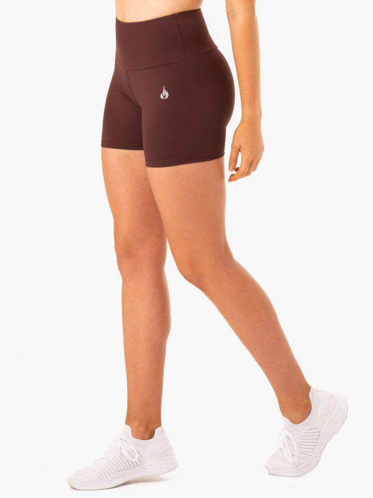 Chocolate Ryderwear Women Shorts Staples Scrunch Bum Mid Length Women's Shorts | AU2171HK