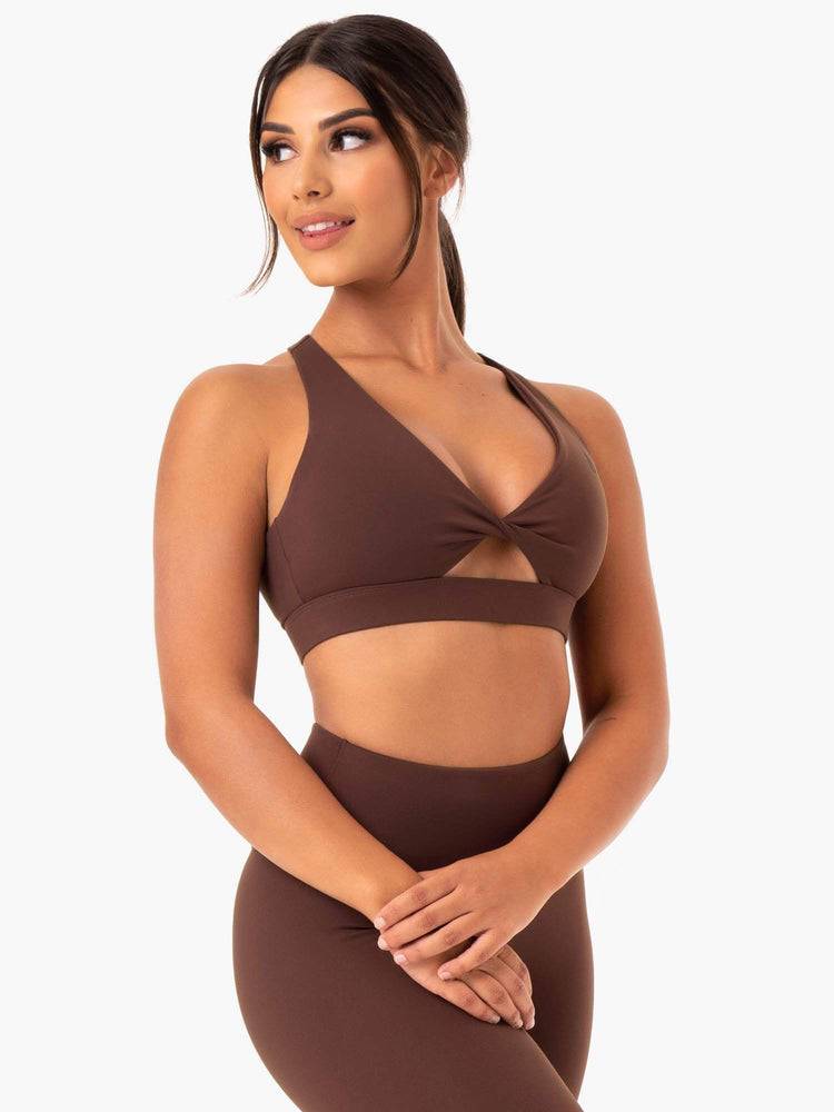 Chocolate Ryderwear Women Sports Bra Adapt Twist Women's Sports Bra | AU2348RW