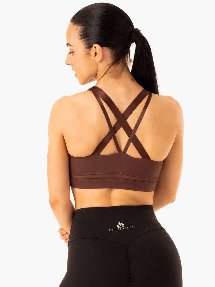 Chocolate Ryderwear Women Sports Bra Amazon Mesh Women's Sports Bra | AU2336HK