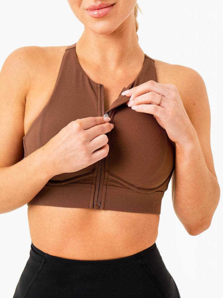 Chocolate Ryderwear Women Sports Bra Critical High Impact Women's Sports Bra | AU2241IS