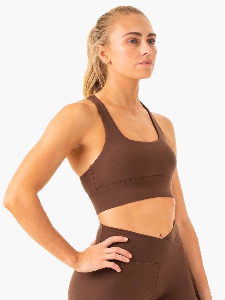 Chocolate Ryderwear Women Sports Bra Flow Square Neck Women's Sports Bra | AU2219SO