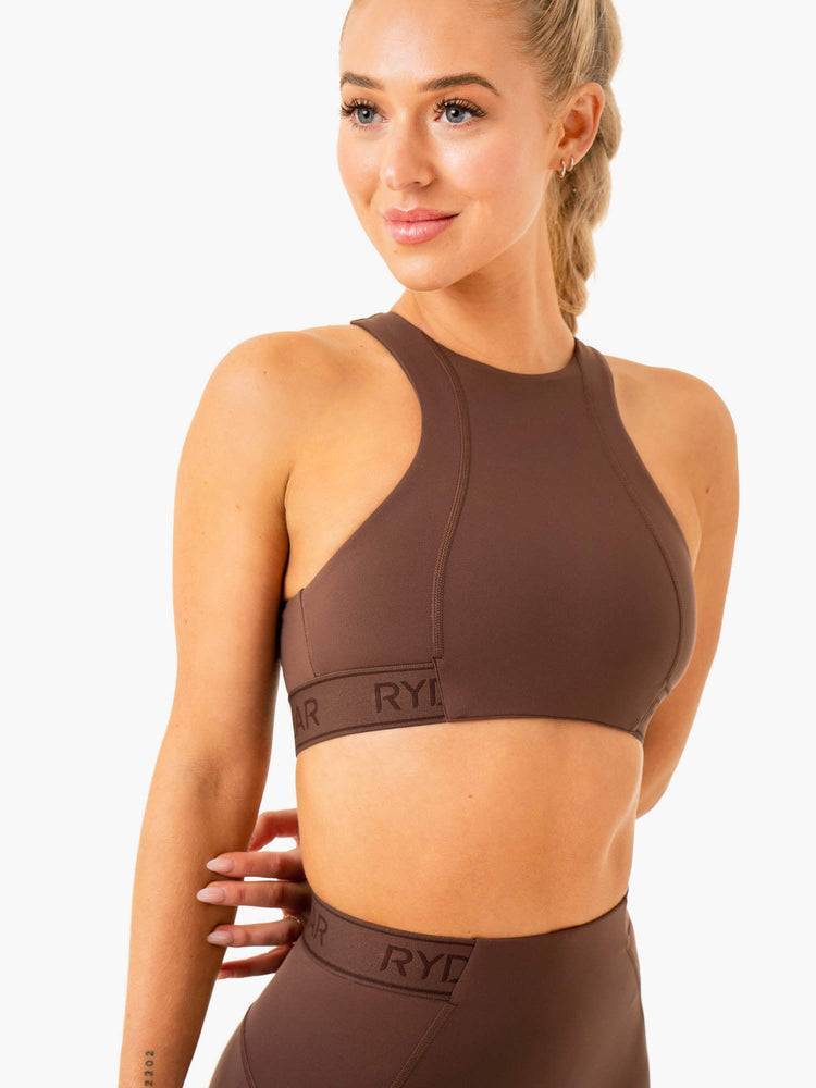 Chocolate Ryderwear Women Sports Bra Level Up High Impact Women's Sports Bra | AU2269PQ