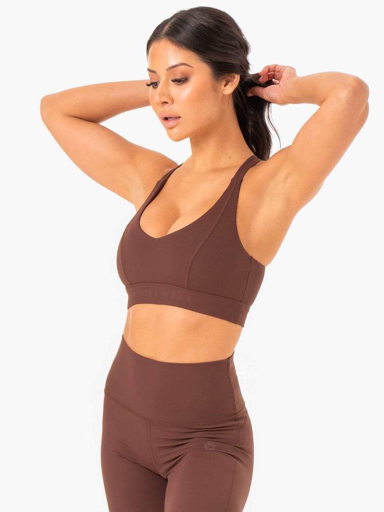 Chocolate Ryderwear Women Sports Bra NKD Align Women's Sports Bra | AU2496SO