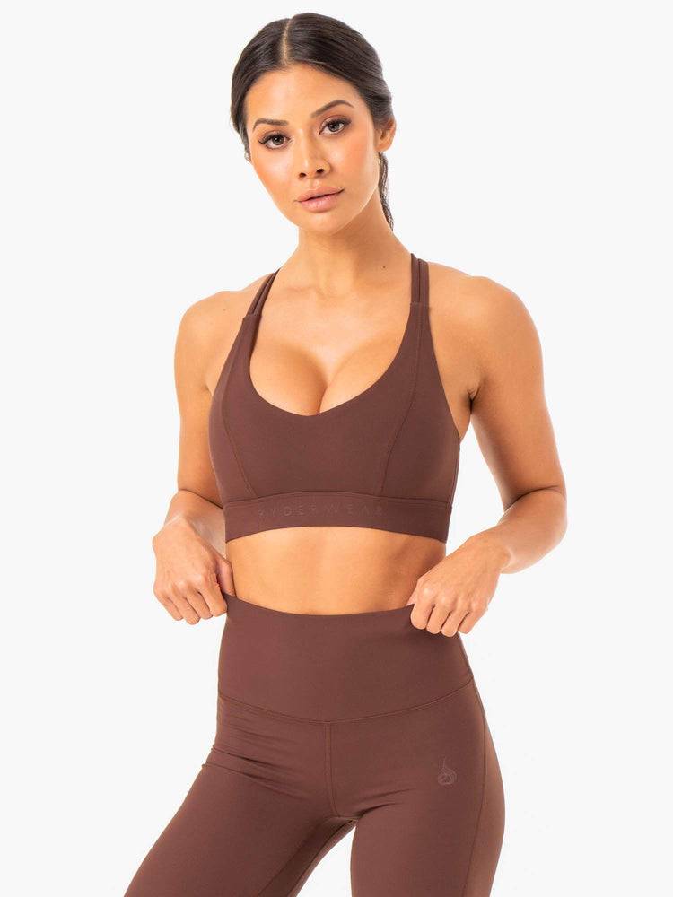 Chocolate Ryderwear Women Sports Bra NKD Align Women\'s Sports Bra | AU2496SO