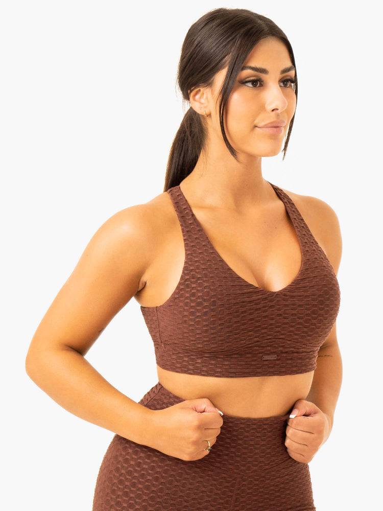 Chocolate Ryderwear Women Sports Bra Optic V-Neck Women's Sports Bra | AU2223HK