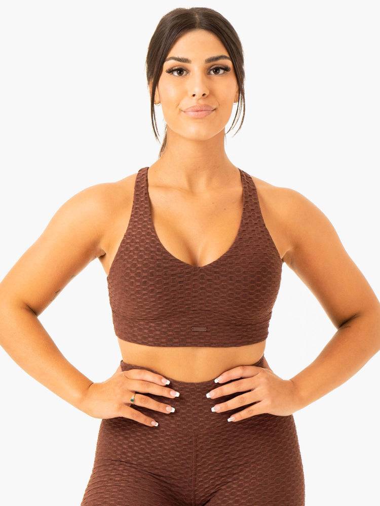 Chocolate Ryderwear Women Sports Bra Optic V-Neck Women\'s Sports Bra | AU2223HK