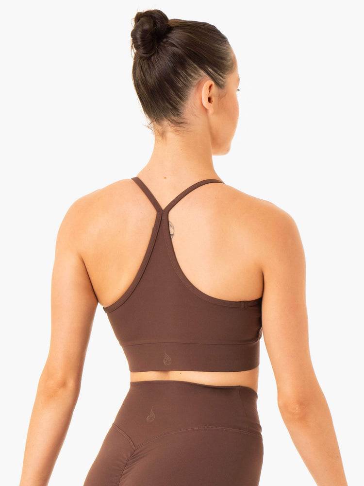 Chocolate Ryderwear Women Sports Bra Serene Cross Over Women's Sports Bra | AU2278LH