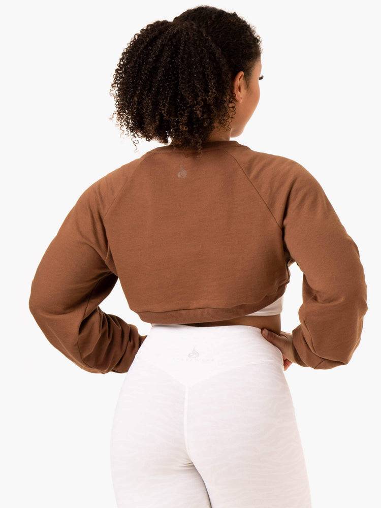 Chocolate Ryderwear Women Sweaters Emerge Super Crop Women's Sweaters | AU2650UT