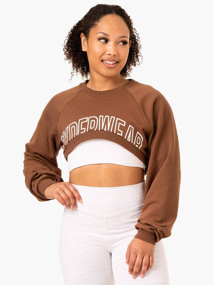 Chocolate Ryderwear Women Sweaters Emerge Super Crop Women's Sweaters | AU2650UT