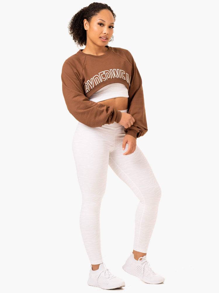 Chocolate Ryderwear Women Sweaters Emerge Super Crop Women's Sweaters | AU2650UT