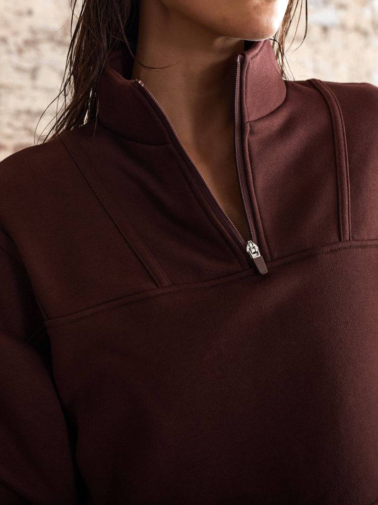 Chocolate Ryderwear Women Sweaters Evolution Half Zip Women's Sweaters | AU2583EX