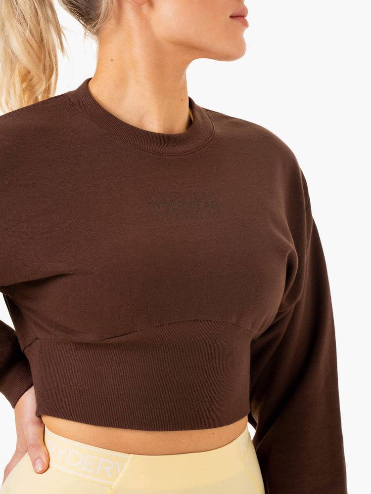 Chocolate Ryderwear Women Sweaters Level Up Jumper Women's Sweaters | AU2649IS