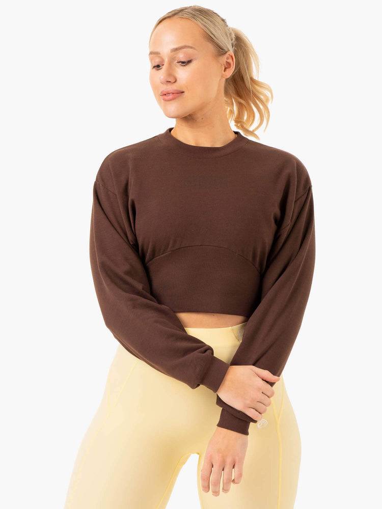 Chocolate Ryderwear Women Sweaters Level Up Jumper Women's Sweaters | AU2649IS